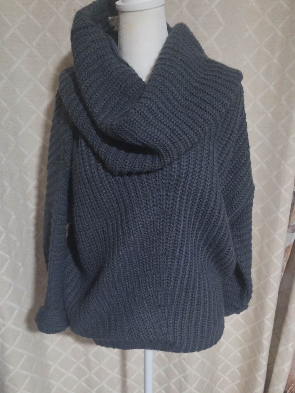 Umgee Dark Charcoal Ribbed Cowl Neck Sweater